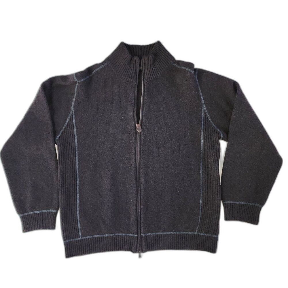 Belmondi Made in Italy Brown Wool Blend Full Zip Cardigan Sweater